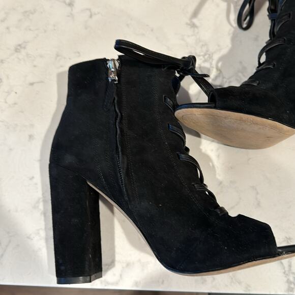 Sam Edelman Yvie Boot Black Suede lace up sexy avant-garde night out size 7 - Picture 8 of 10